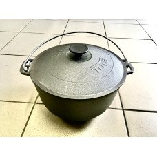 Чавунный казан туристичний,10 л.,з дужкою та кришкою